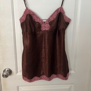 No Boundaries Brown Chemise with Pink Lace